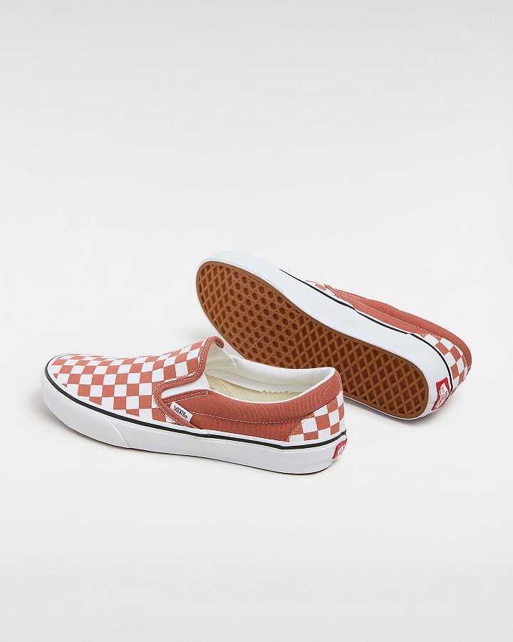 Orange Men Vans Classic Checkerboard Slip On Shoes Australia | VN7401823