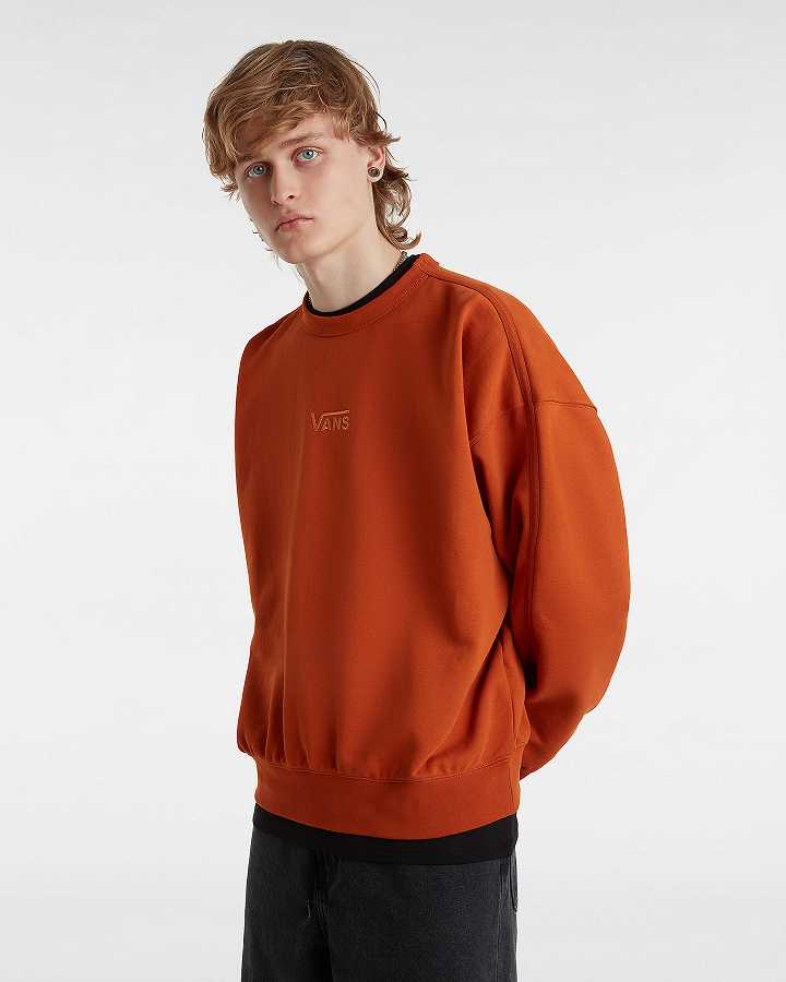 Orange Men Vans Premium Logo Crew Sweatshirt Australia | VN5971283