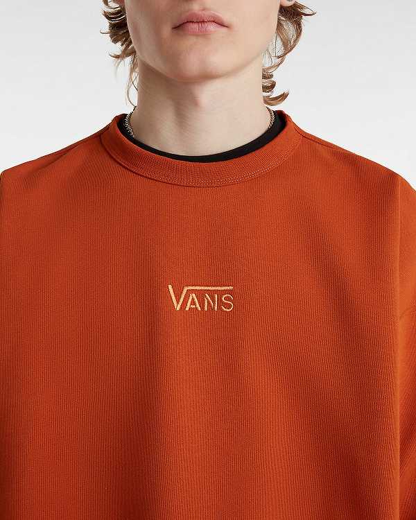 Orange Men Vans Premium Logo Crew Sweatshirt Australia | VN5971283