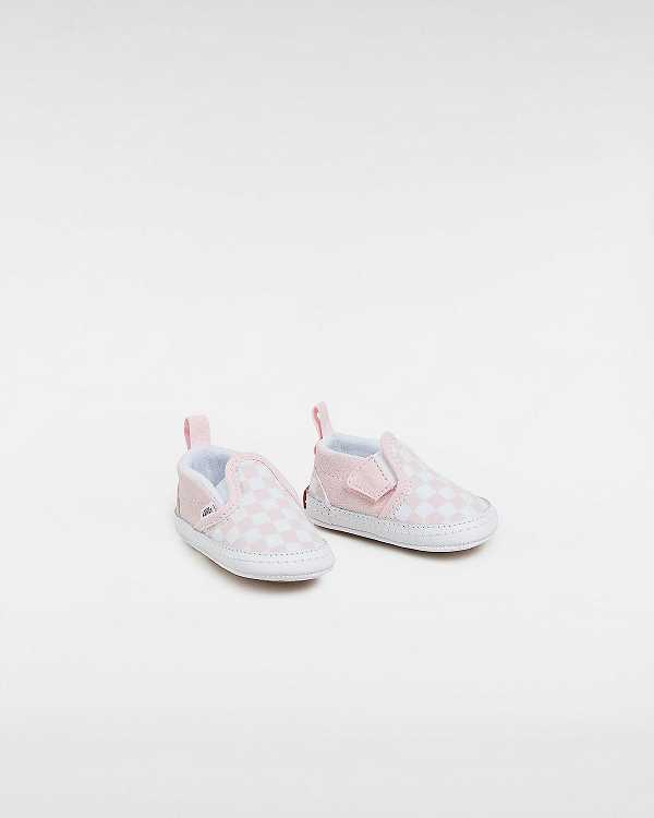 Pink Kids' Vans Checkerboard Hook And Loop Crib (0-1 year) Slip On Shoes Australia | VN2139786