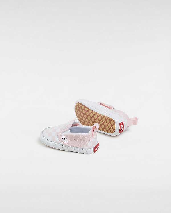 Pink Kids' Vans Checkerboard Hook And Loop Crib (0-1 year) Slip On Shoes Australia | VN2139786