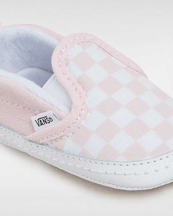 Pink Kids' Vans Checkerboard Hook And Loop Crib (0-1 year) Slip On Shoes Australia | VN2139786