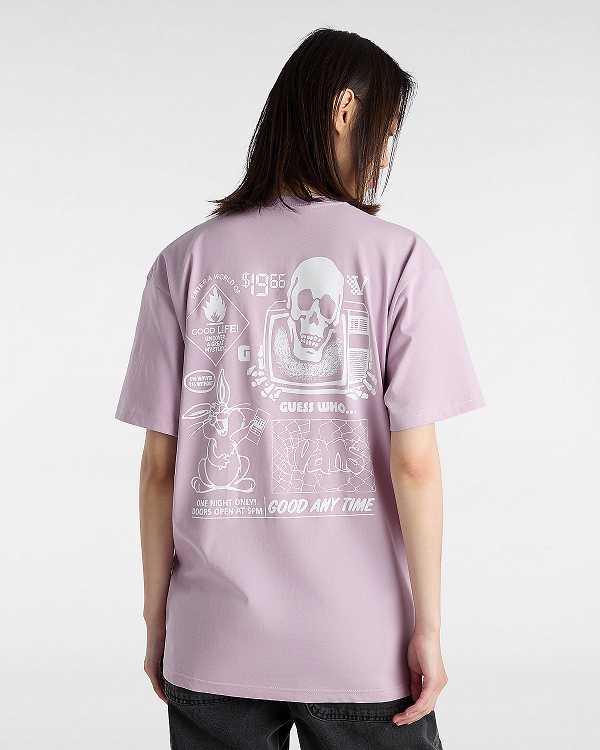 Purple Women Vans Crazy Eddy T Shirts Australia | VN5914702