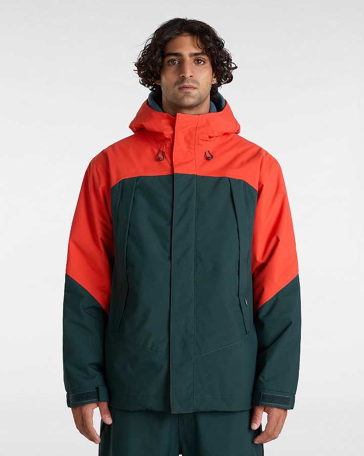 Red / Green Men Vans MTE Hellbound Snowboard Jacket Australia | VN6419027