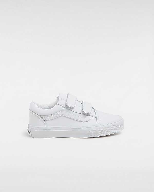 White Kids\' Vans Old Skool Hook and Loop Classic Tumble (4-8 Years) Sneakers Australia | VN2703491