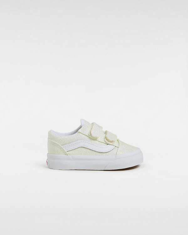 White Kids\' Vans UV Glitter Old Skool V (1-4 years) Skate Shoes Australia | VN5642901