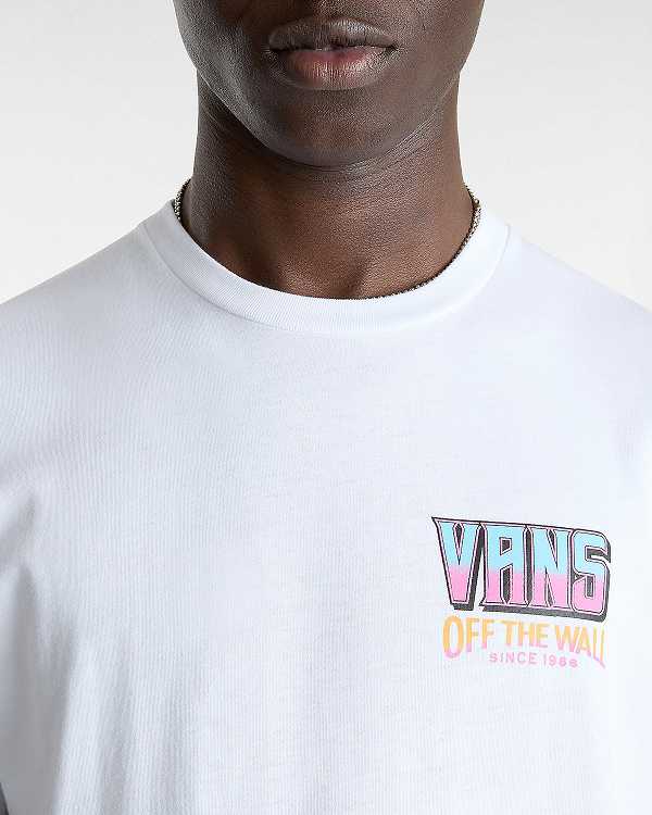 White Men Vans Palm Cheers Classic T Shirts Australia | VN0871263