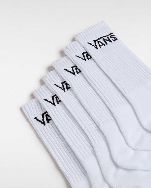 White Unisex Vans Classic Crew (6 Pairs) Socks Australia | VN9342507