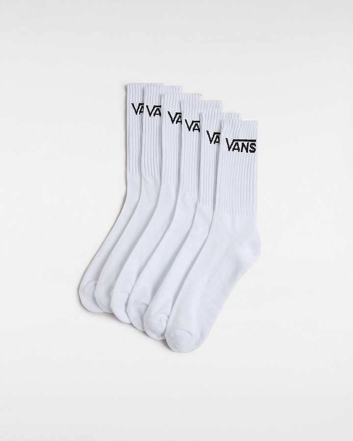 White Unisex Vans Classic Crew (6 Pairs) Socks Australia | VN9342507