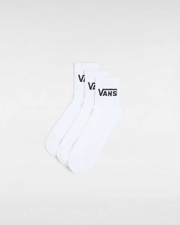 White Unisex Vans Classic Half Crew (3 Pairs) Socks Australia | VN2475098