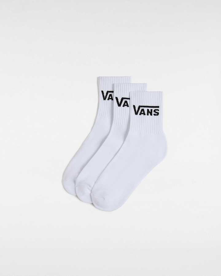 White Unisex Vans Classic Half Crew (3 Pairs) Socks Australia | VN2475098