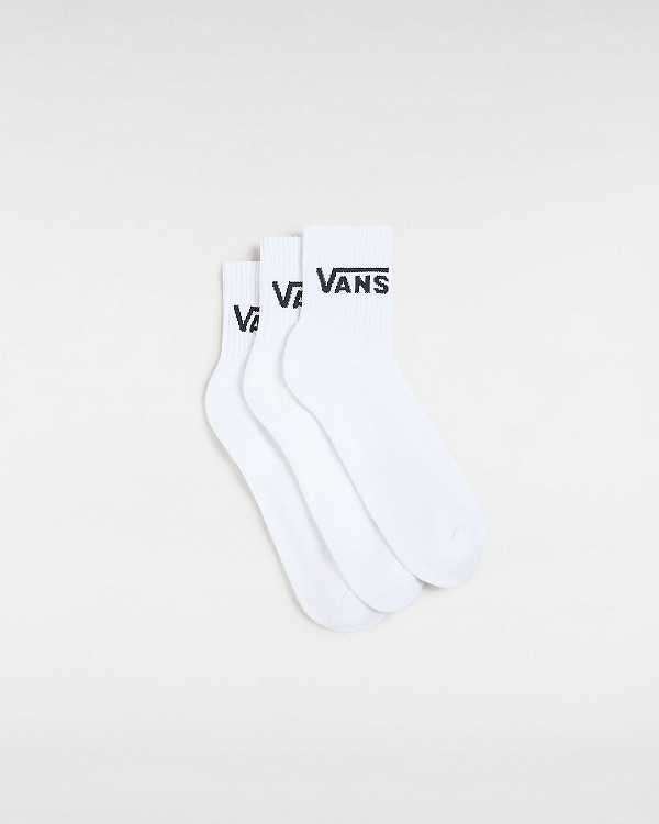 White Unisex Vans Classic Half Crew (3 Pairs) Socks Australia | VN2475098