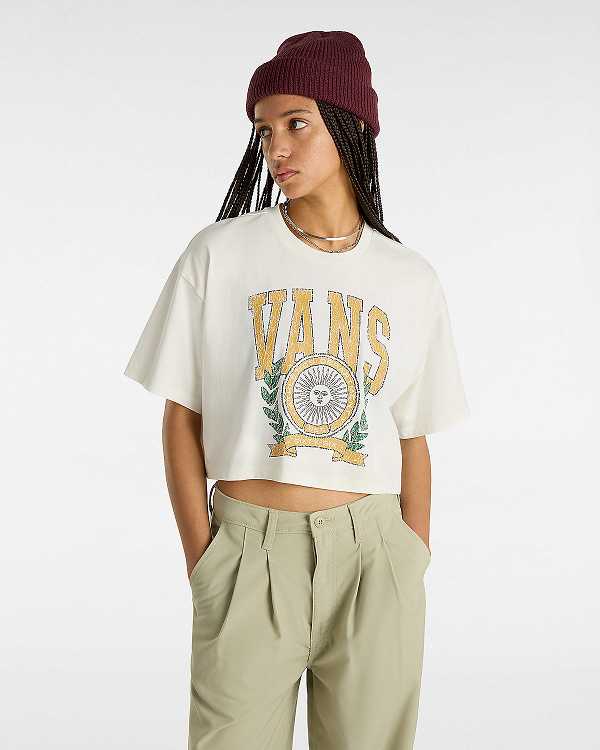 White Women Vans First Team Relax Crop T Shirts Australia | VN2035784