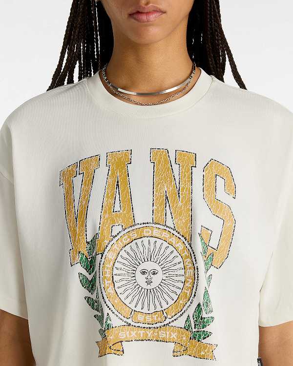 White Women Vans First Team Relax Crop T Shirts Australia | VN2035784