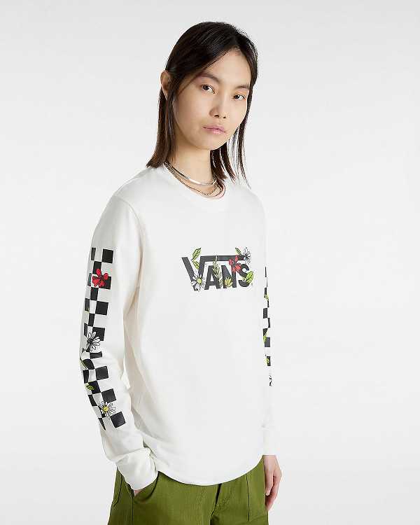 White Women Vans Foliage Boyfriend Long Sleeve T Shirts Australia | VN7965413