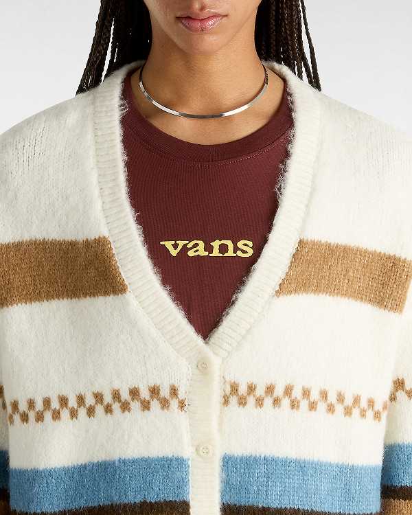 White Women Vans Valerie Stripe Cardigan Australia | VN5964203