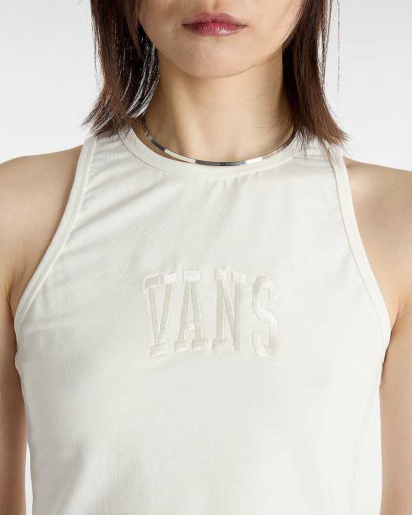 White Women Vans Varsity Racer Tank Top Australia | VN4092735