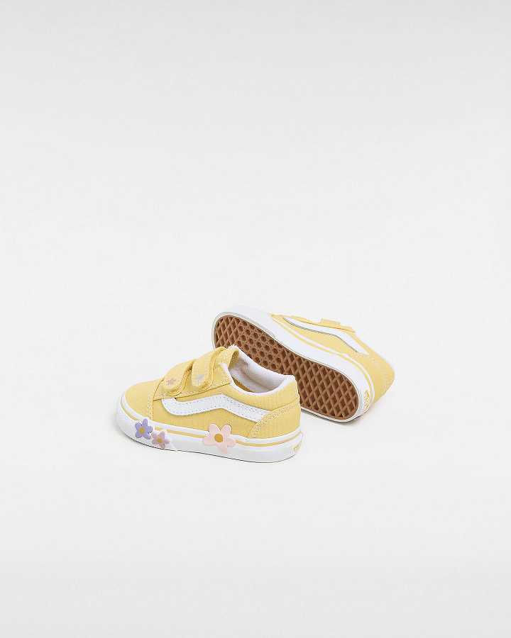 Yellow Kids' Vans Old Skool Hook And Loop (1-4 Years) Sneakers Australia | VN4567902