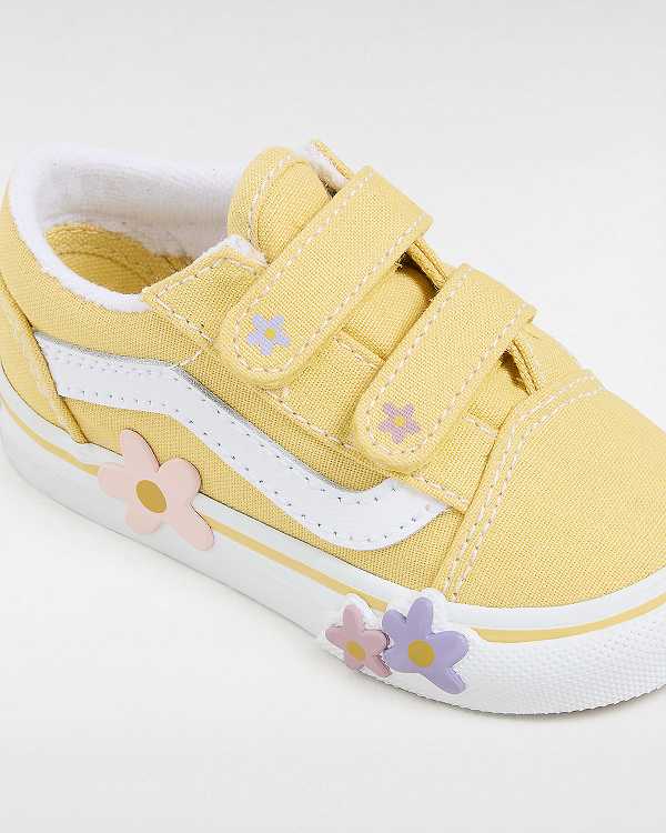 Yellow Kids' Vans Old Skool Hook And Loop (1-4 Years) Sneakers Australia | VN4567902