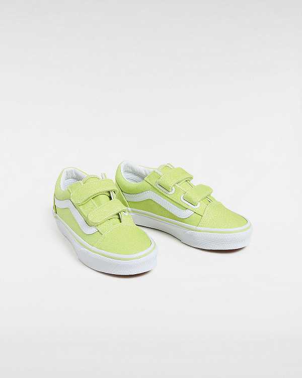 Yellow Kids' Vans Old Skool Hook and Loop Glitter (4-8 years) Sneakers Australia | VN8216439