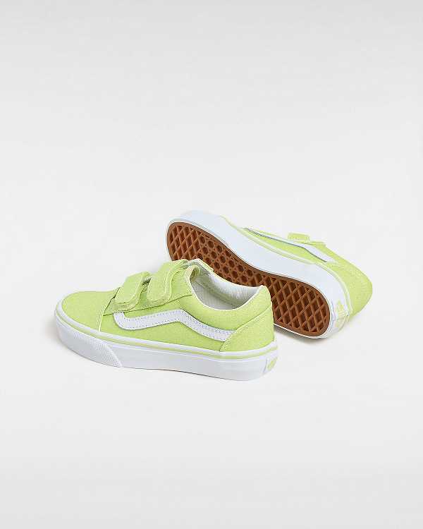 Yellow Kids' Vans Old Skool Hook and Loop Glitter (4-8 years) Sneakers Australia | VN8216439