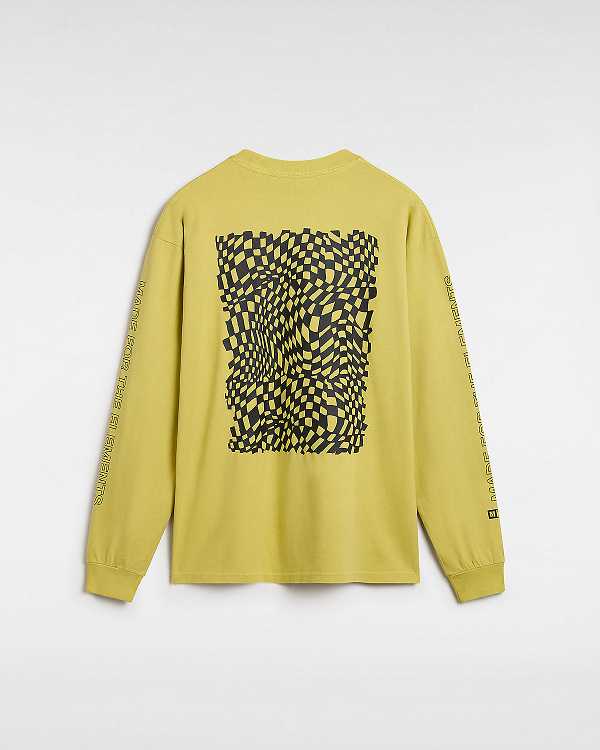 Yellow Men Vans MTE Warp Check Long Sleeve T Shirts Australia | VN0231846