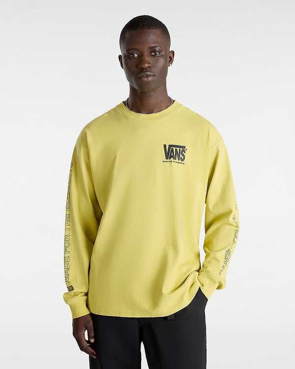 Yellow Men Vans MTE Warp Check Long Sleeve T Shirts Australia | VN0231846