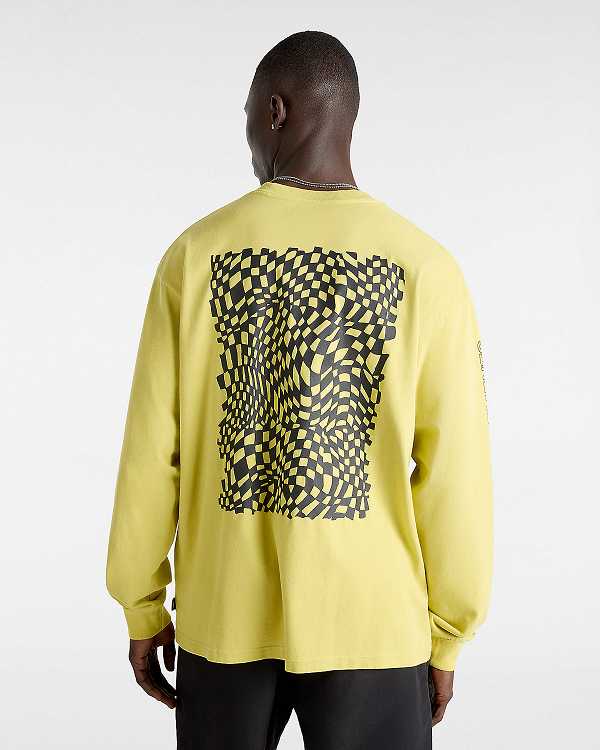 Yellow Men Vans MTE Warp Check Long Sleeve T Shirts Australia | VN0231846